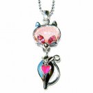 Pink Cat Swarovski Crystal Necklace