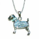 Blue Swarovski Crystal Rottweiler Dog Pendant Chain Necklace
