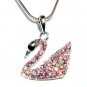 Bridal Wedding Prom Swarovski Crystal Pink Swan Pendant Necklace
