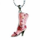 Western Cowgirl Rodeo High Heel Boot Swarovski Crystal Necklace