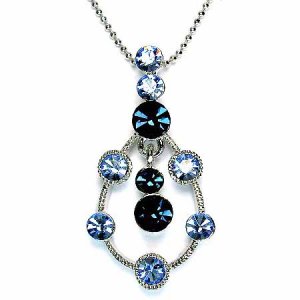 Blue Teardrop Swarovski Crystal Pendant Necklace