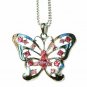 Big Cutout Butterfly Swarovski Pink Rose Crystal Necklace