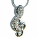 Clear Treble G Clef Swarovski Crystal Necklace