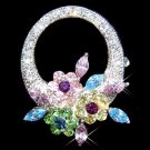 Rainbow Flower Wreath Swarovski Crystal Brooch