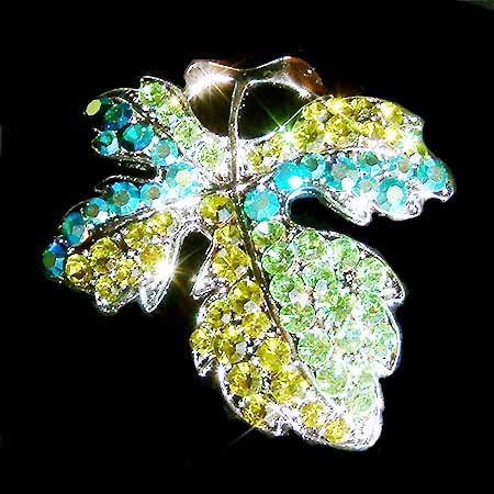 Swarovski Crystal Fall Maple Leaf Christmas Brooch