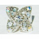Bridal Clear Four Leaf Clover Shamrock Swarovski Crystal Ring