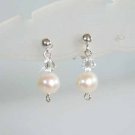 Freshwater Pearl Swarovski Crystal Sterling Silver Earrings