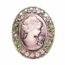 Purple Cameo Swarovski Crystal Brooch