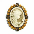 Topaz Cameo Fairy Swarovski Crystal Brooch