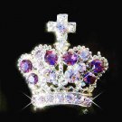 Purple Crown Cross Swarovski Crystal Brooch