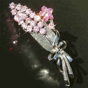 Pink Flower Bouquet Swarovski Crystal Brooch