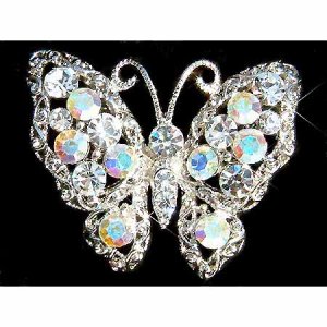 Clear Butterfly Swarovski Crystal Brooch