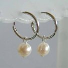 Freshwater Pearl Sterling Silver Hoop Earrings