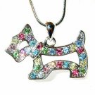 Rainbow Scottish Westie Dog Swarovski Crystal Necklace