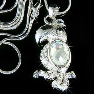 Lovely Swarovski Crystal Topical Tucan bird Pendant Necklace