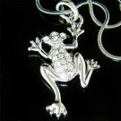 Clear Swarovski Crystal Wildlife Animal Frog Pendant Necklace