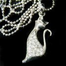 Clear Parisian Cat Swarovski Crystal Necklace