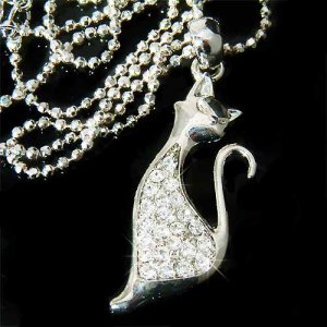 Clear Parisian Cat Swarovski Crystal Necklace