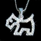 Clear Sottish Westie Dog Cutout Swarovski Crystal Necklace