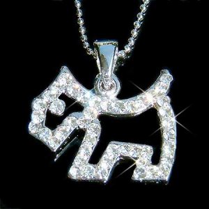 Clear Sottish Westie Dog Cutout Swarovski Crystal Necklace