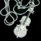 Clear Violin Music Musical Instrument Swarovski Crystal Necklace