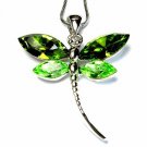 Christmas Green Dragonfly Swarovski Crystal Necklace