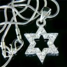 Hanukkah Jewish Swarovski Crystal Star Of David Judaism Necklace