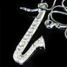 Classy Swarovski Crystal Tenor Alto Saxophone Necklace