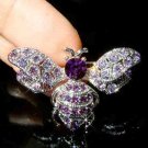 Bumble Honey Bee Swarovski Purple Crystal Brooch