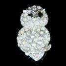 Owl on the Tree Branch Swarovski Crystal Brooch