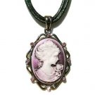 Antique Cameo with Swarovski Crystal Leather Necklace