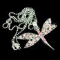 Pink Dragonfly Swarovski Crystal Pendant Chain Necklace