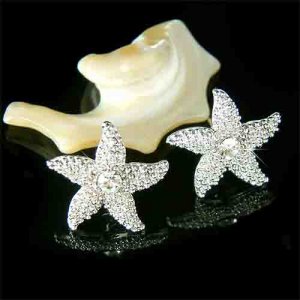 Starfish Swarovski Crystal Earrings for Beach Wedding Bride
