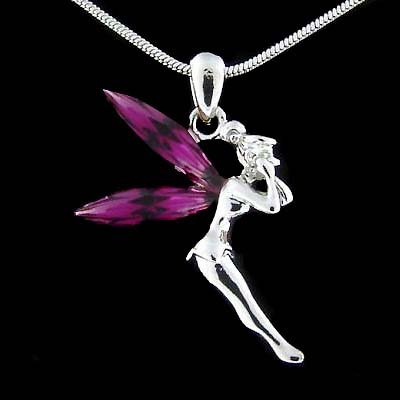 Couture Purple Tinkerbell Fairy Swarovski Crystal Necklace