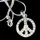 Swarovski Crystal Boho No War Peace Sign Awareness Necklace