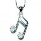 Clear Sixteenth Music note Swarovski Crystal Pendant Necklace