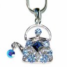 Tea Time - Blue Teapot Swarovski Crystal Necklace
