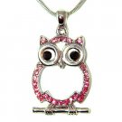 Wisdom Wise Owl Teacher on the branch Swarovski Crystal Necklace
