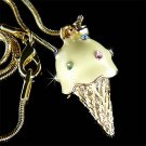 Juicy Pineapple Ice Cream Cone Swarovski Crystal Necklace