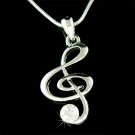 Clear Treble G Clef Swarovski Crystal Necklace