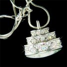 Happy 1st Birthday Cake Swarovski Crystal Necklace