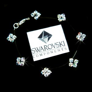 Floating Star Illusion Swarovski Crystal Bridal Silver Bracelet