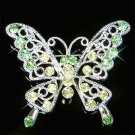 Green Cutout Butterfly Swarovski Crystal Brooch