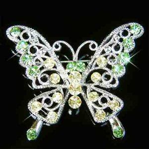 Green Cutout Butterfly Swarovski Crystal Brooch