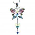 Rainbow Butterfly Flower Swarovski Crystal Necklace