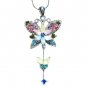 Rainbow Butterfly Flower Swarovski Crystal Necklace