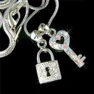 Juicy KEY TO MY HEART Swarovski Crystal Love LOCK Charm Necklace