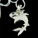 Wild White Shark Jaws Swarovski Crystal Necklace