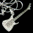 Big Fender Style Rock Electric Guitar Swarovski Crystal Necklace