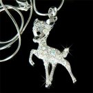 Couture Swarovski Crystal Bambi Deer Necklace